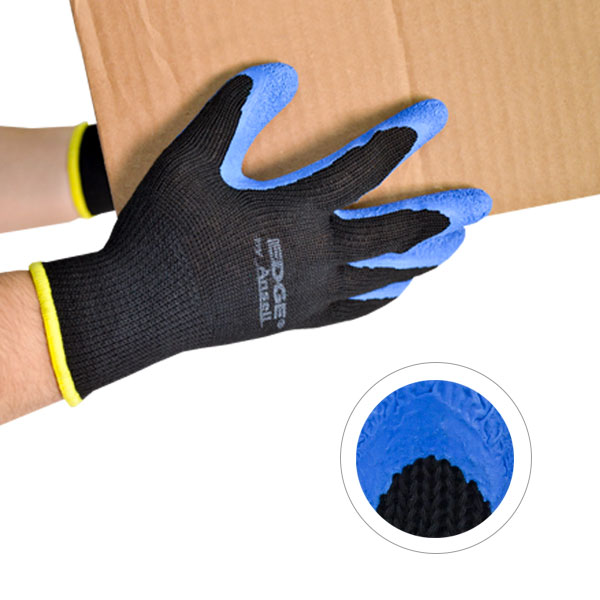 Haysandy 36 pares de guantes de trabajo de látex de goma de doble capa,  guantes grandes de jardinería, guantes de construcción azules para hombres