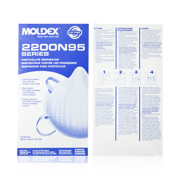 Respirador Desechable para Partículas N95 Moldex (Pieza) Blanco 2200N95 … - 2