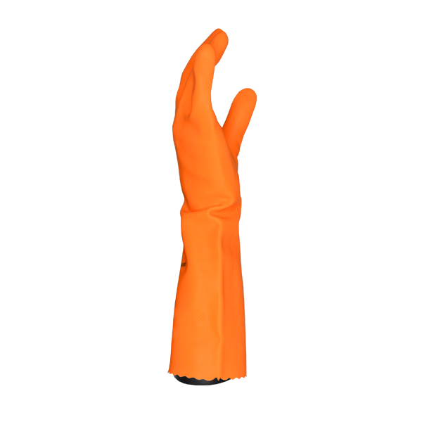 Guante Látex Natural 29 mil Texturizado Largo 13" Forro Flocado de Algodón Orange Heavyweight Ansell (Par) Naranja 87-208 - 1
