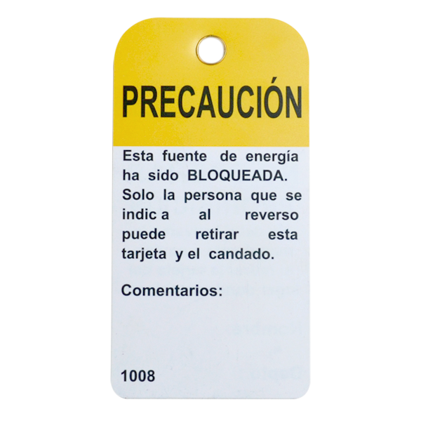 Etiqueta PVC de Seguridad "No Operar" SAFELOCK Blanco 1008 7.5 x 15 cm - 1