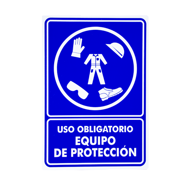SEÑALAMIENTO ESTIRENO USO OBLIGATORIO DE EQUIPO DE PROTECCIÓN EXTINPAR ... S00331-02 35 X 50 CM