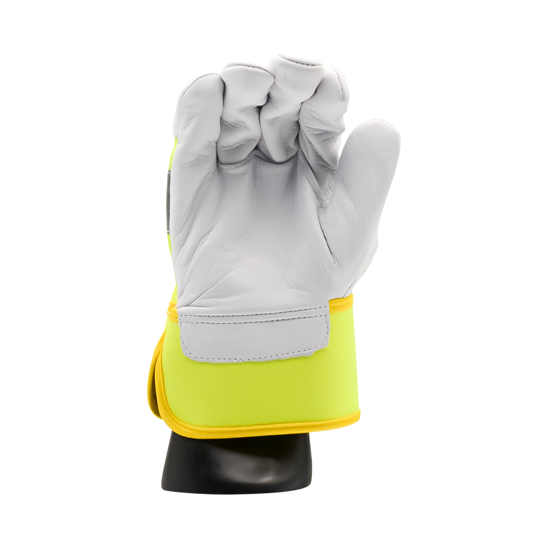 Guante Piel Corto Tipo Mustang Hi-Viz Amarillo c/Reflejante LAMIRA (Par) AS-4576 LG - 2