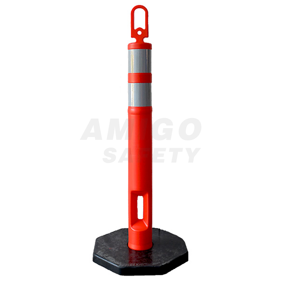 POSTE DE SEGURIDAD VIAL CON DOBLE REFLEJANTE LAMIRA NARANJA 45"