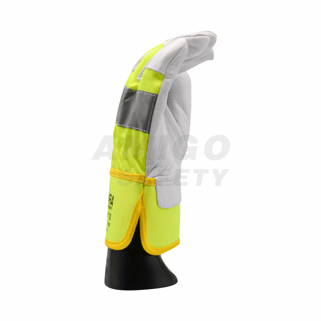 Guante Piel Corto Tipo Mustang Hi-Viz Amarillo c/Reflejante LAMIRA (Par) AS-4576 LG - 1