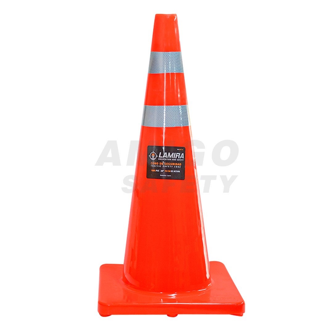 CONO PVC PREMIUM DE SEGURIDAD CON REFLEJANTE LAMIRA NARANJA ATC-70R 70 CM