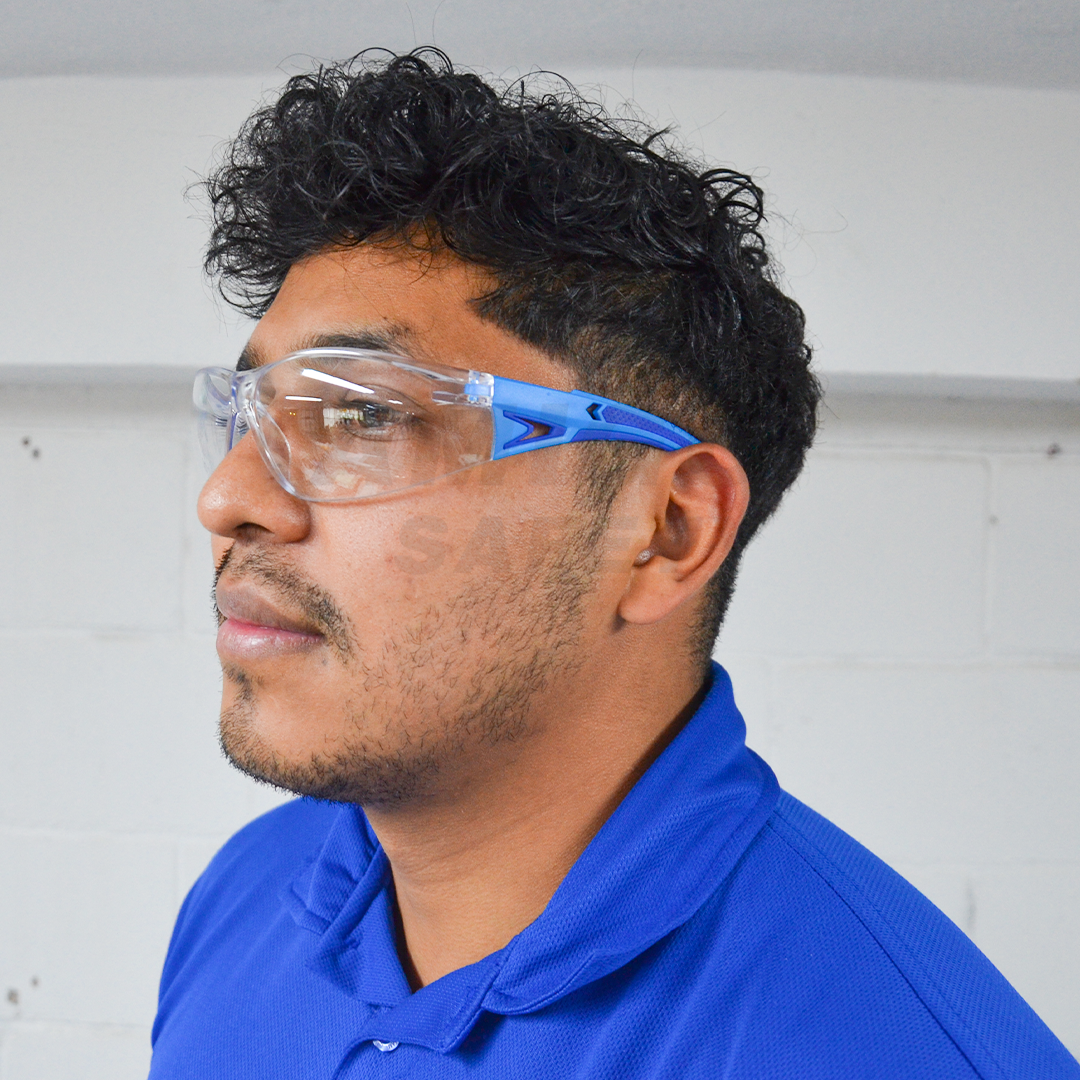 Lente de Policarbonato transparente antiempañante patillas Azul LAMIRA AS-4475AF … - 3