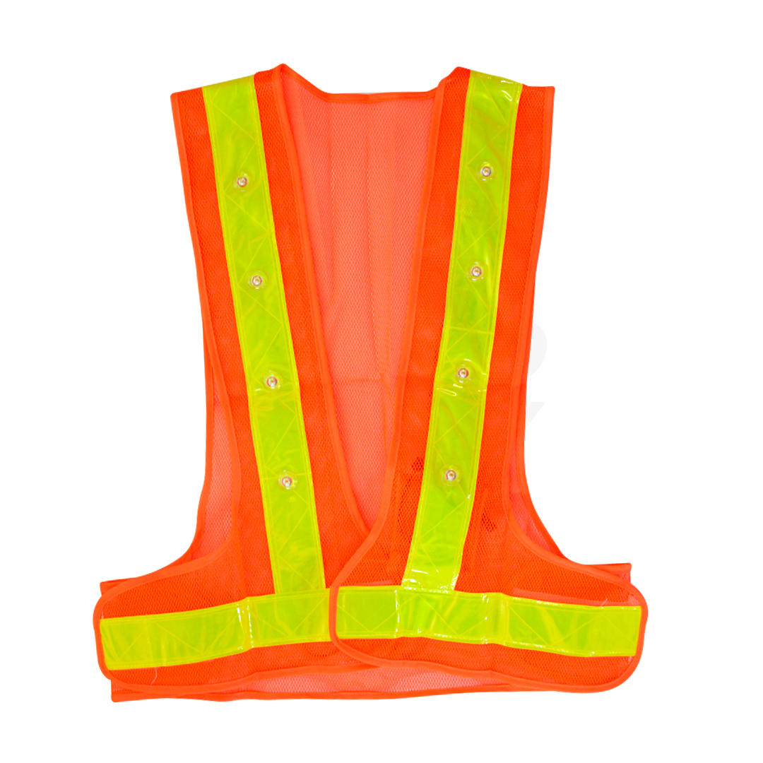 CHALECO MALLA CON REFLEJANTE LED NARANJA UNITALLA
